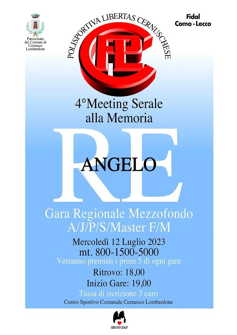 Volantino IV Meeting Serale Angelo Re